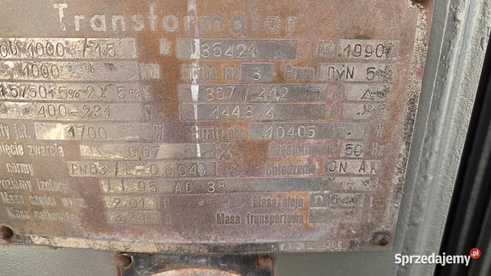 transformator GCK100015 1000 kVA pomorskie Karsin