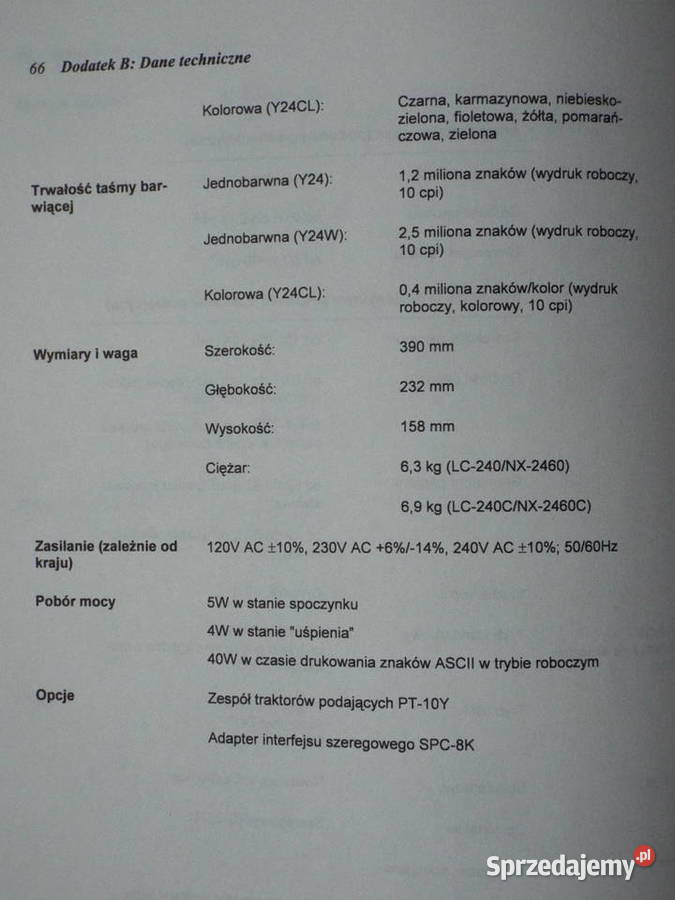Drukarka wierszowa Star LC240 z dodatkami sprzedam