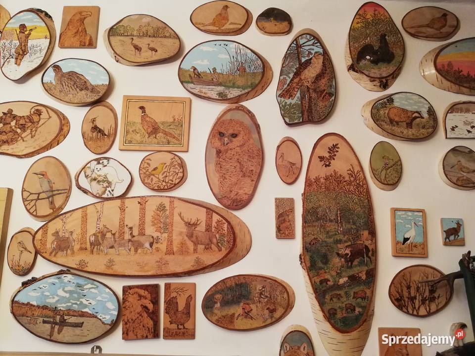 Obrazy fotel lampy z poroża jeleniainne art wielkopolskie sprzedam