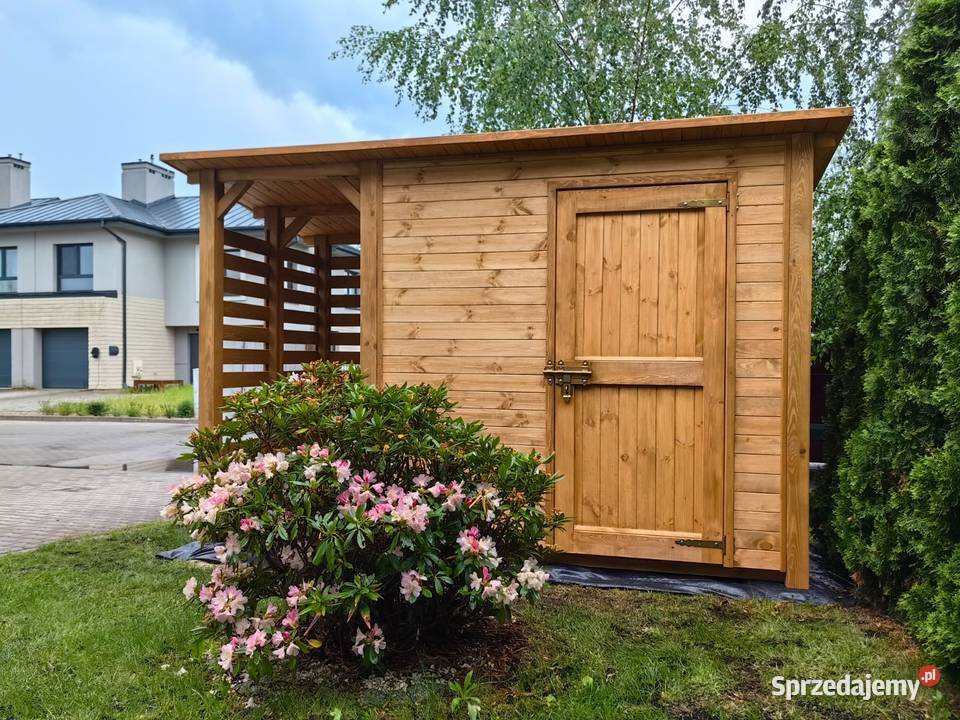 Domek narzędziowy drewniany 2 x 15m z drewutnią Kalety sprzedam