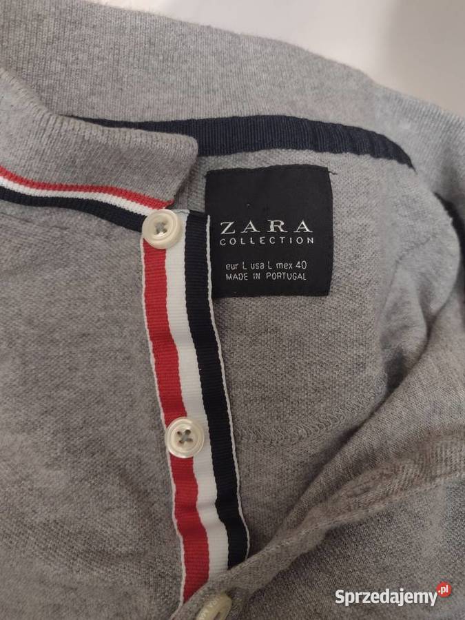 ML ZARA Szara bluzka z kołnierzykiem podkoszulka Bez wzoru Kraków