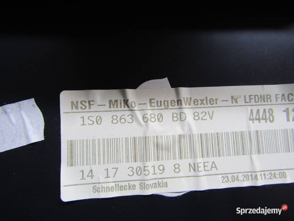 TUNEL ŚRODKOWY VOLKSWAGEN UP 10MPI 1S0863241A Mysłaków sprzedam