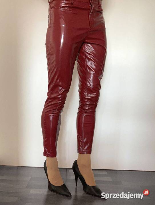 Spodnie Calzedonia winylowe latex skóra bordowe Tworzywo skóropodobne Warszawa