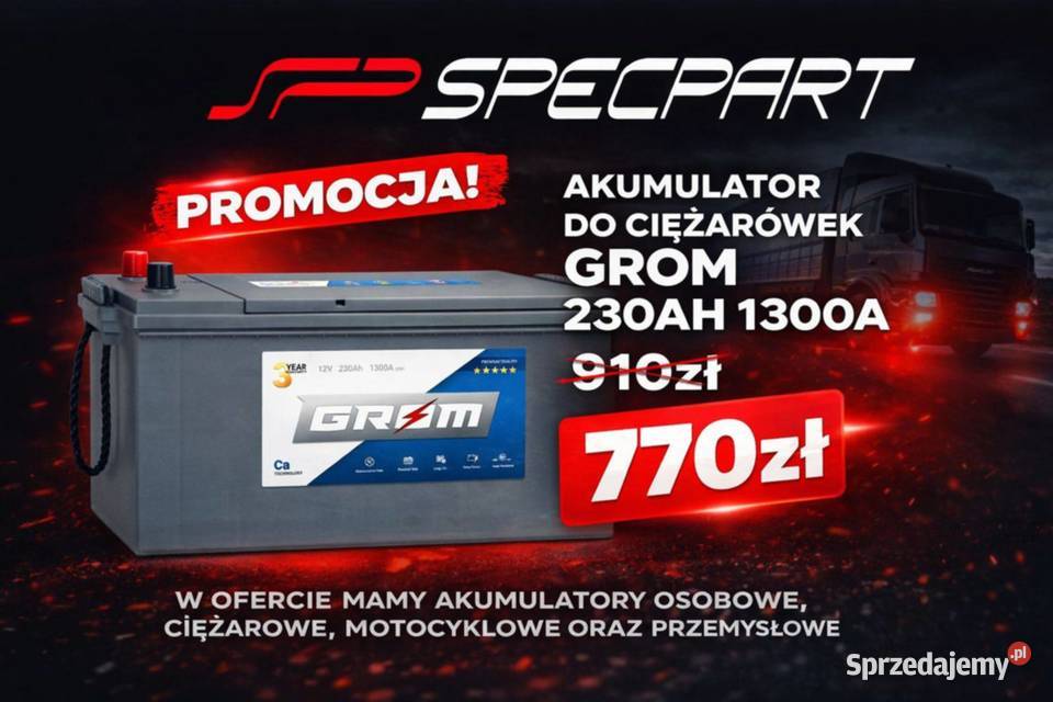 Akumulator Ciężarowy GROM 230Ah 1300A