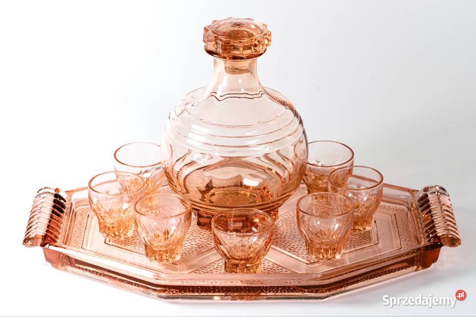 Piękny rozalinowy serwis do likierów Warszawa