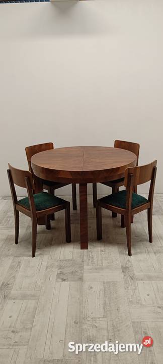art deco stół i krzesła krakowska manufaktura Radomsko