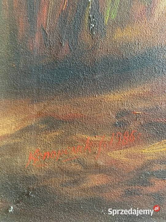 Obraz olejny JKonopczak 1986r wielkopolskie Ostrów Wielkopolski