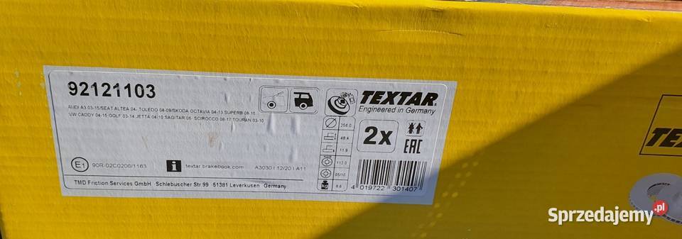 Textar tarcze hamulcowe VW katalogowy 92121103 Radom