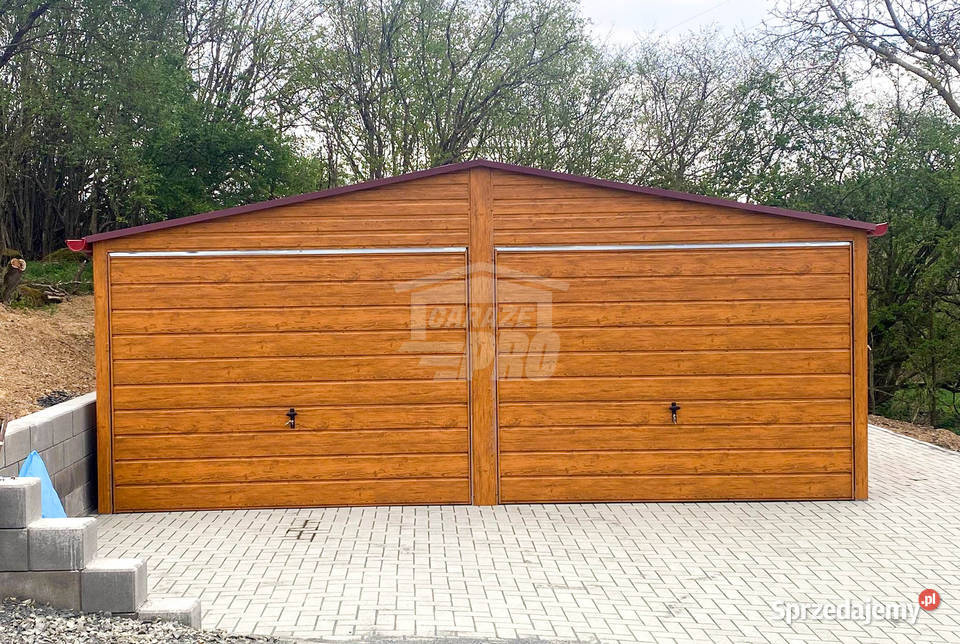 Garaż blaszany 6x6 2x brama 2x okno drzwi dach Wisła