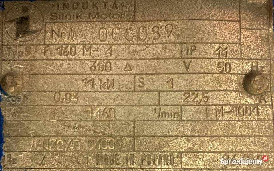silnik elektryczny 11kW 1460obr 3fazowy INDUKTA Pigża