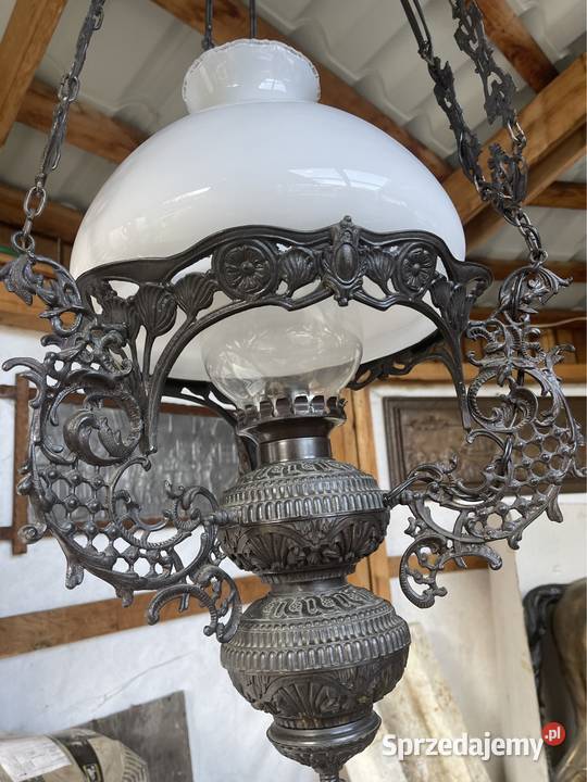 piękna stara duza lampa żyrandol naftowa z Bystrzyca Kłodzka sprzedam