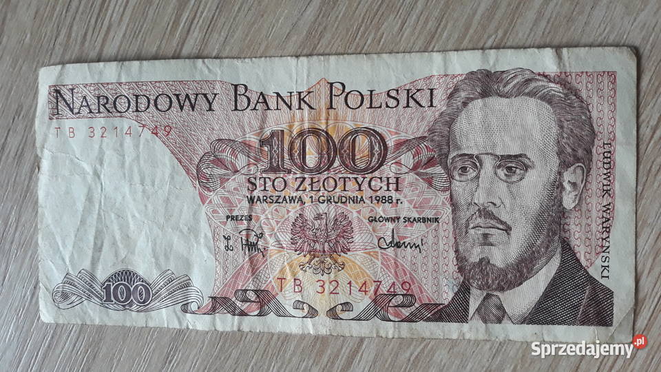 100 złotych 1XII1988 seria TB 1 wielkopolskie Konin