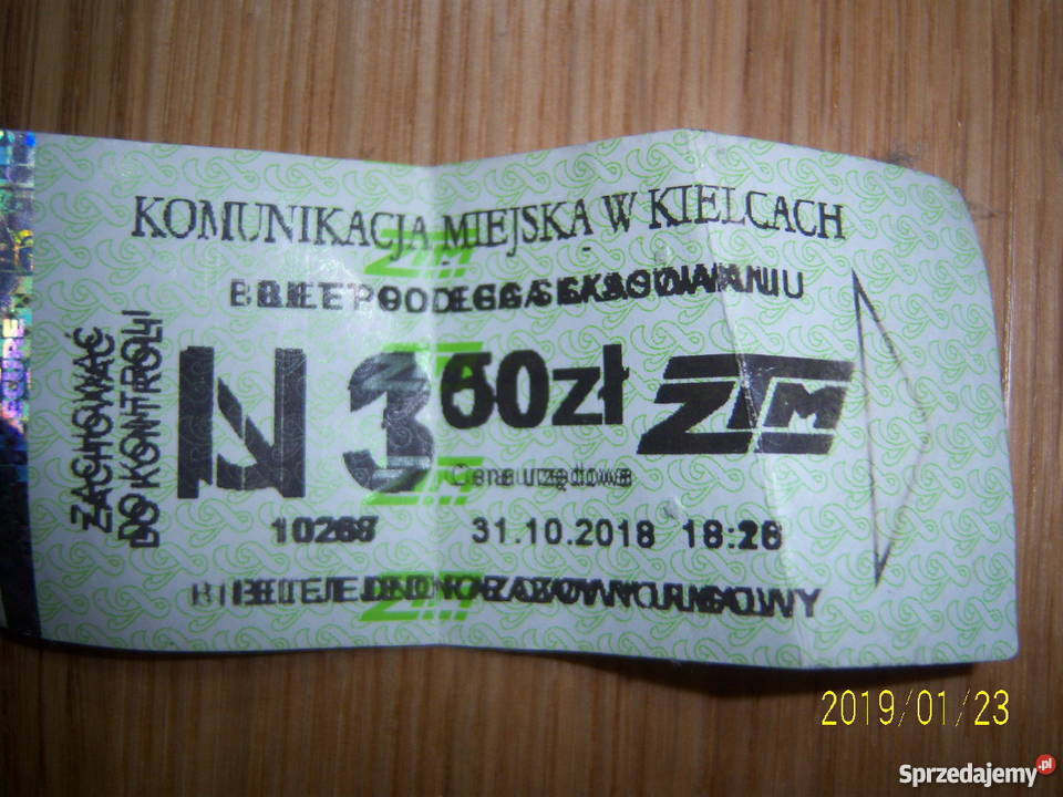 Bilet MZK MPK Kielce unikat przedruk ZTM świętokrzyskie sprzedam