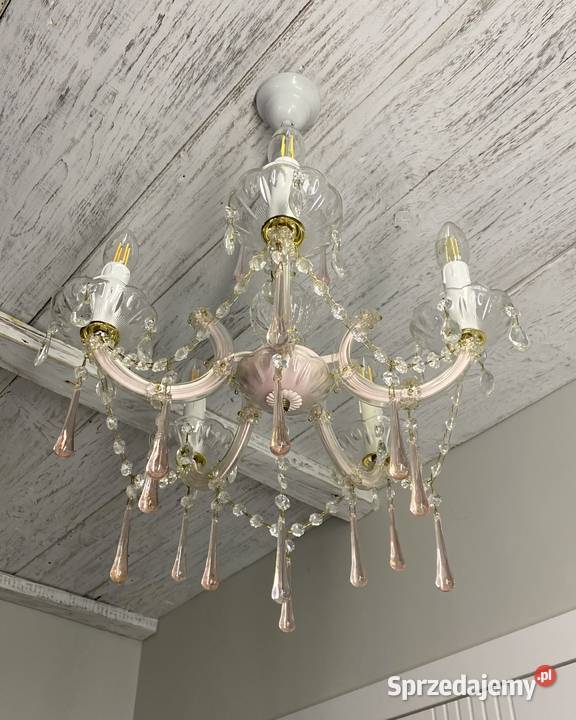 Francuski Żyrandol vintage 8 Lampa 5ram róż Poznań