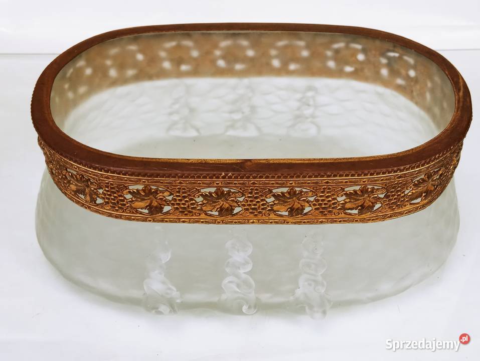 Loetz Żardiniera Szkło Brąz Pozłacany