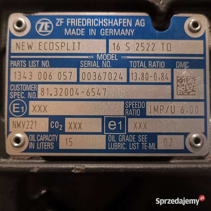 Skrzynia biegów Zf NMV 221 wuko 16s2522 TO