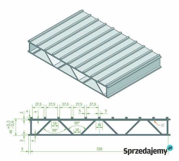 Panel aluminiowy 2000x340x40 Najazd Trap Deska Rok produkcji 2025 Lubanie sprzedam