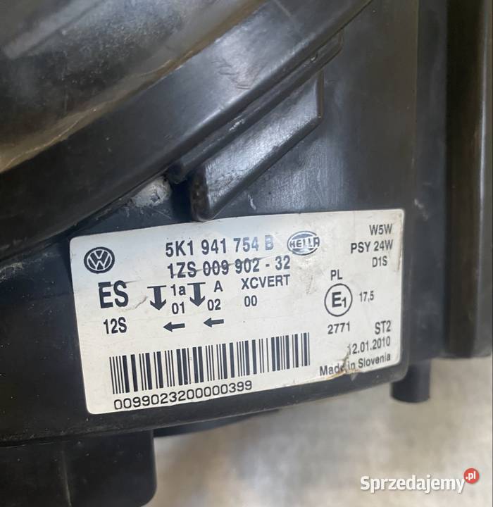 Lampa przednia BiXenon skrętny Volkswagen Golf Jasienica