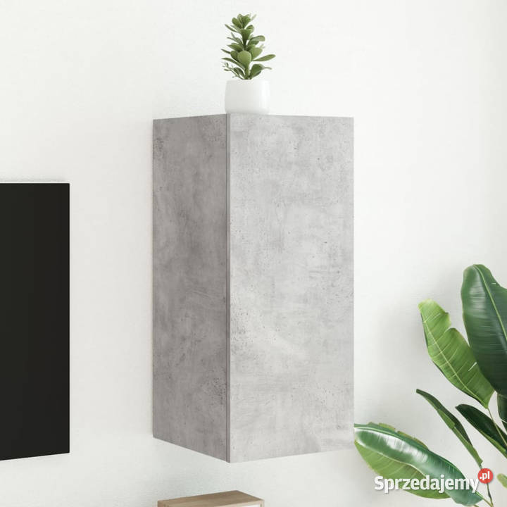 Ścienna szafka TV z LED szarość betonu 305x35x70 Warszawa