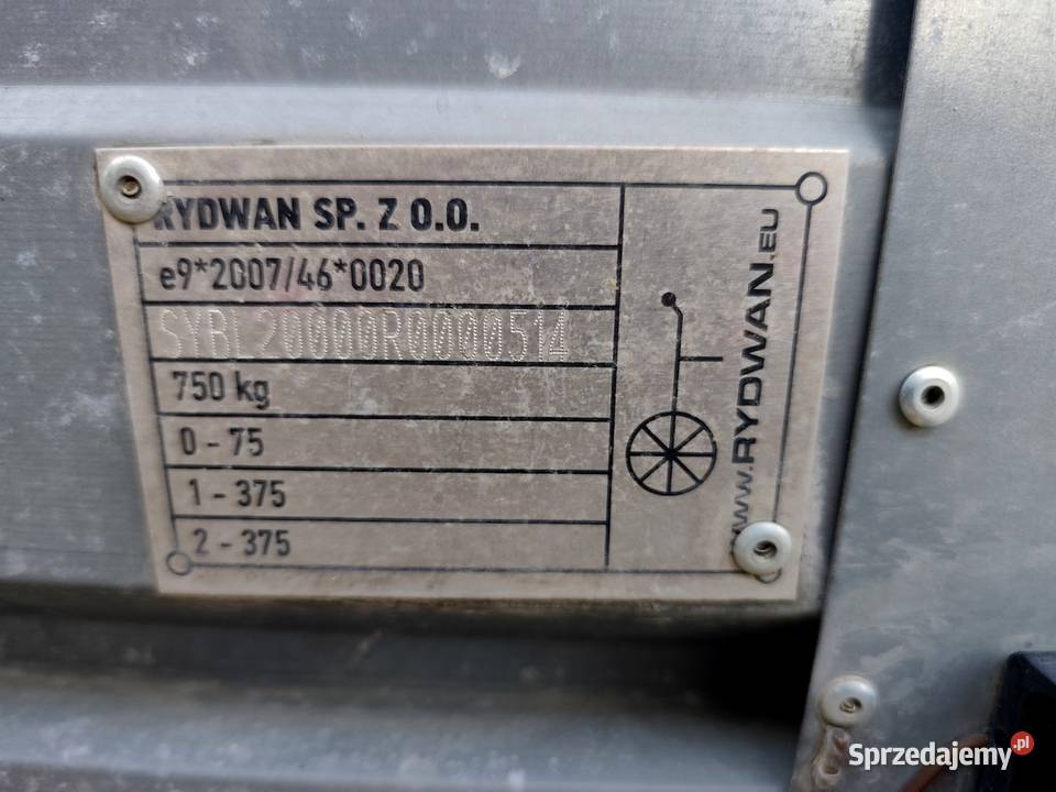 Przyczepa Dwuosiowa RYDWAN 2024R DMC 750 330 x 2 Wodzisław