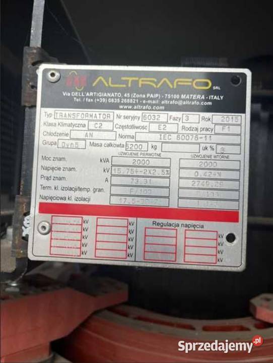 Transformator 2000kVA Bydgoszcz