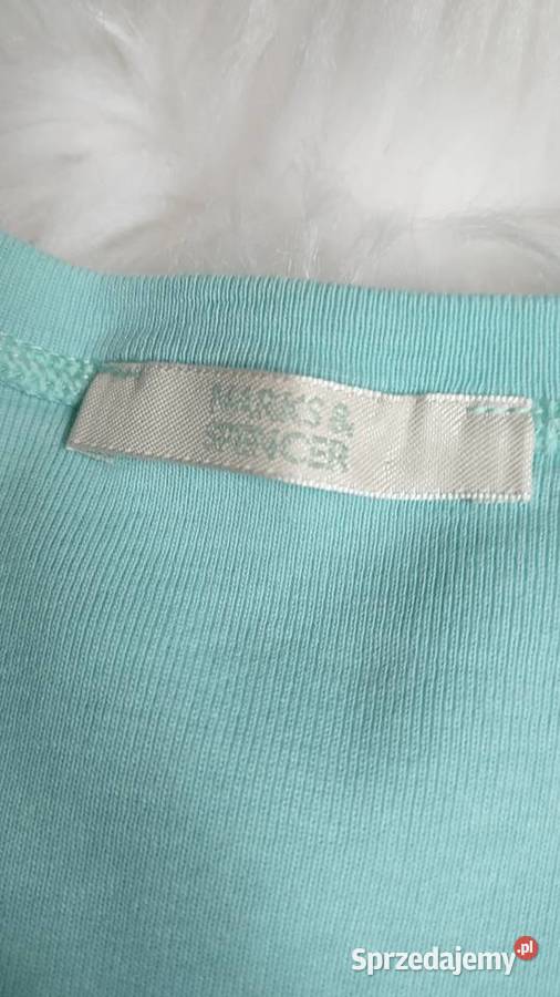 Miętowa koszulka w serek MarksSpencer S Olkusz