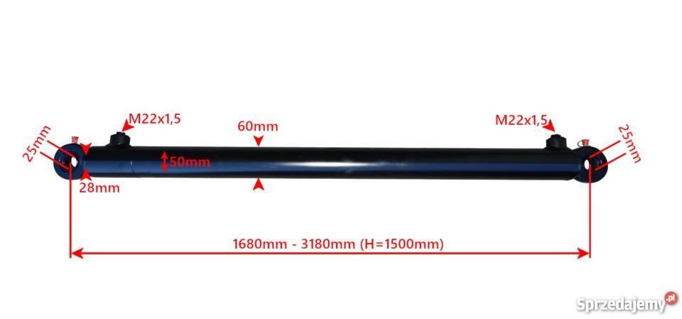 SIŁOWNIK CYLINDER SKOK 1500 ROZRZUTNIK Solec Kujawski