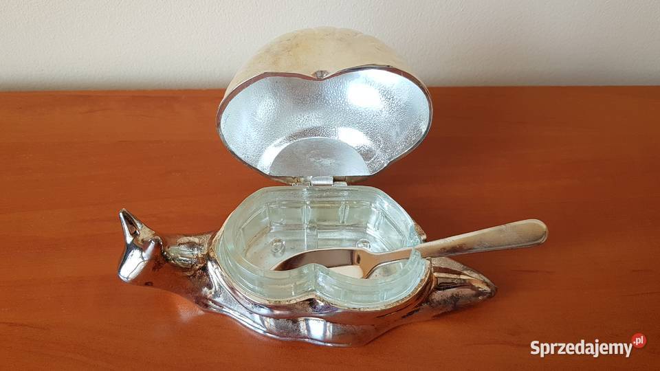 Platerowana maselnica ślimak ze szklanym wkładem Dąbrowa Górnicza