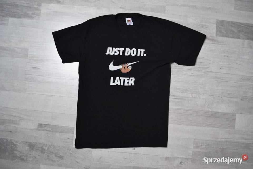 Czarna koszulka Just do it later leniwiec logo kujawsko-pomorskie Toruń