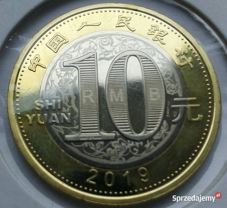 CHINY 10 YUAN 2019 r ŚWINI W HOLDERZEBŁADNA mazowieckie Legionowo