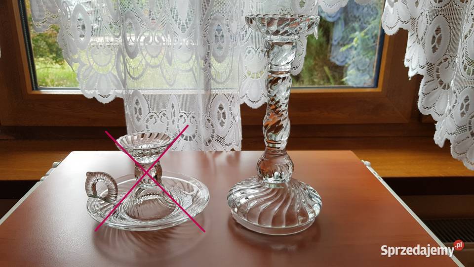Świecznik Spirelli Ząbkowice szkło PRL Porcelana i szkło Dąbrowa Górnicza