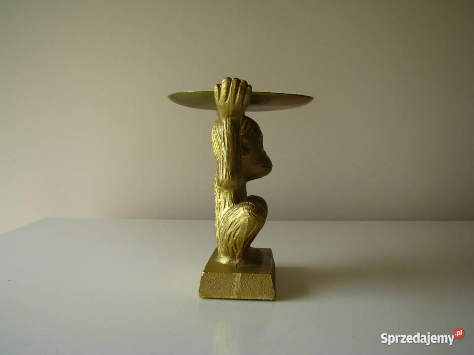 Świecznik złota małpka na dużą świecę figurka małopolskie Brzegi sprzedam