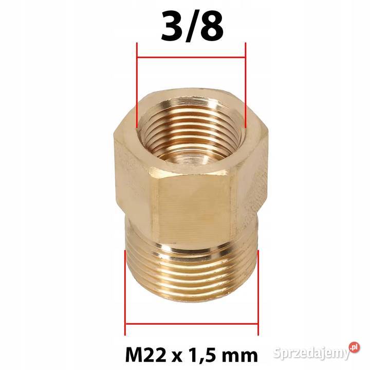 Redukcja M22x15 na 38 Do Krcher HDHDS Mosiądz