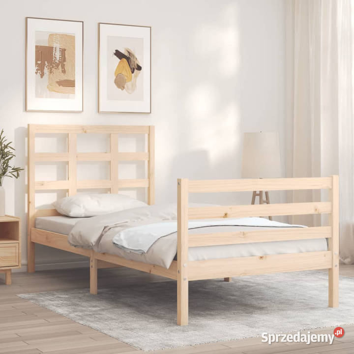 Rama łóżka z wezgłowiem lite drewno 90x200 Warszawa