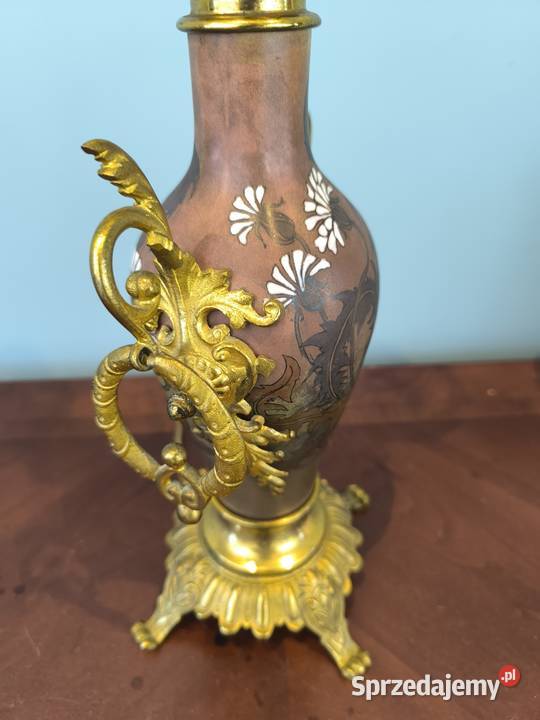 Piękna unikalna lampa mosiądz ceramika malowana Łódź sprzedam