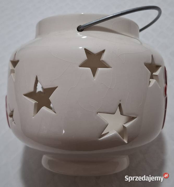 Lampion świecznik świąteczny czerwony renifer