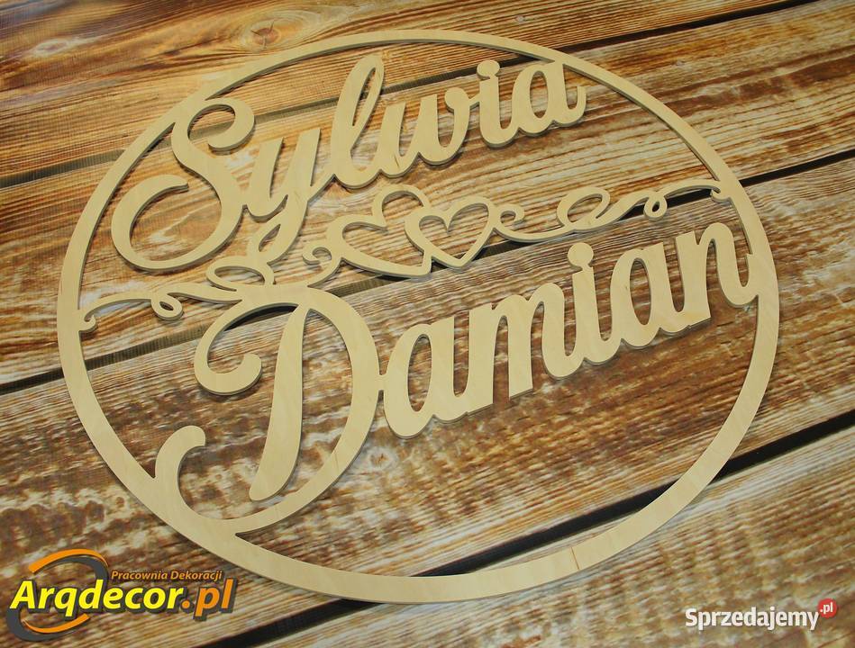 Duże koło z imionami pary młodej dekoracje sprzedam