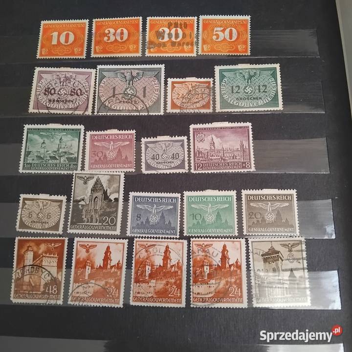 Trzy zestawy znaczków GG generalna gubernia śląskie Katowice