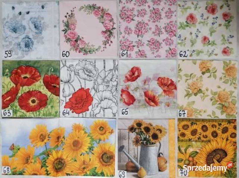 Serwetki decoupage kwiaty liście NOWE WZORY Rękodzieło Laskowiec
