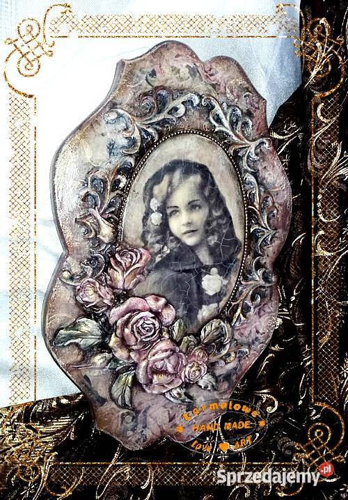 Duży obrazek w stylu Vintage decoupage handmade mazowieckie