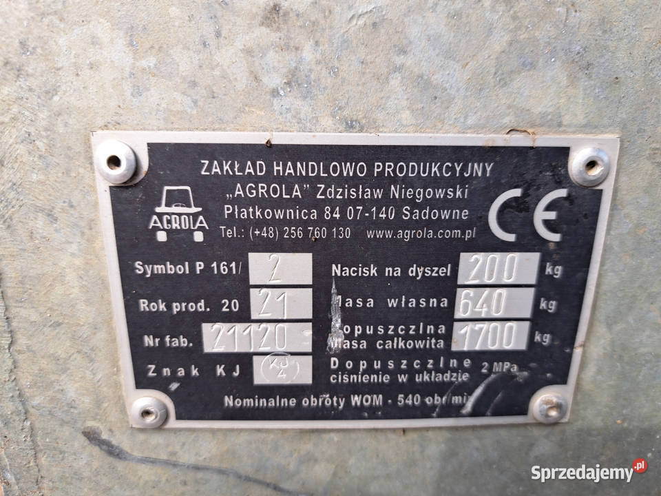OPRYSKIWACZ AGROLA 1000 K6 mazowieckie Warszawa