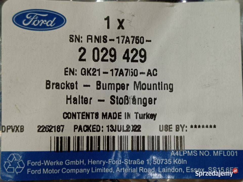 FORD TRANSIT TOURNEO 18 ŚLIZG ZDERZAK PRAWY TYŁ Pleszew sprzedam