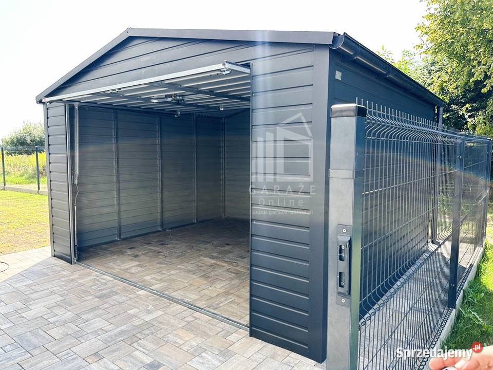 GARAŻ BLASZANY 4m x 5m Brama uchylna rynny Krynica-Zdrój
