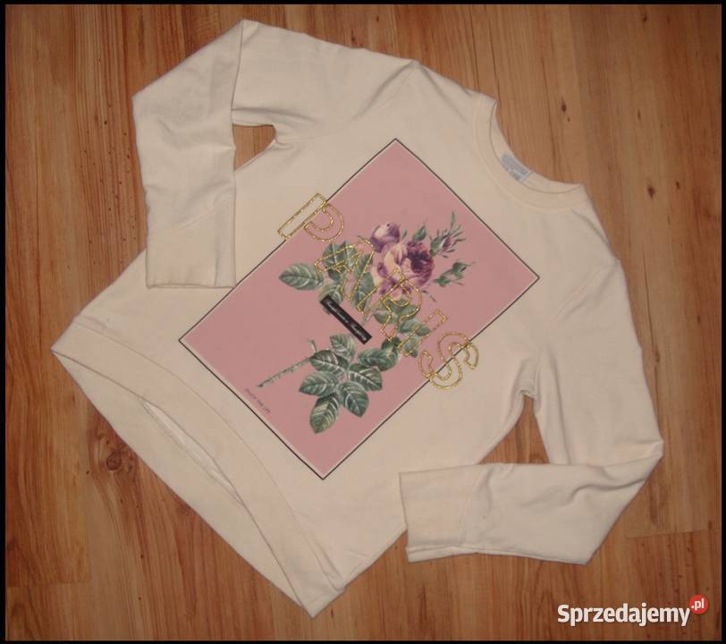 BREEZE bluza ecru złoty napis kwiaty r140146 dziewczynka Rawicz
