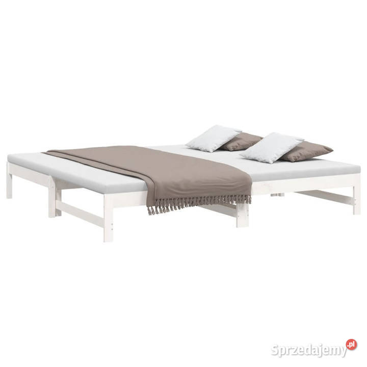 Łóżko rozsuwane białe 2x90x200 lite drewno 205cm
