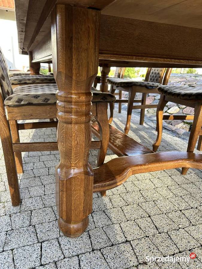 solidny stół dębowy z krzeslami Kargowa