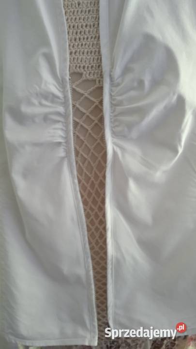 BIAŁA BAWEŁNIANA FRANCUSKA BLUZKA NA ZAMEK r 42 Piła