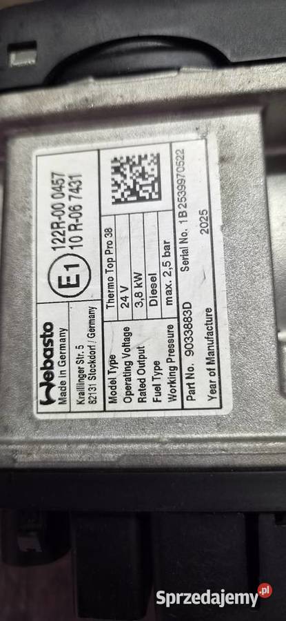 Ogrzewanie postojowe Webasto thermo top pro 38 wielkopolskie Chrzan