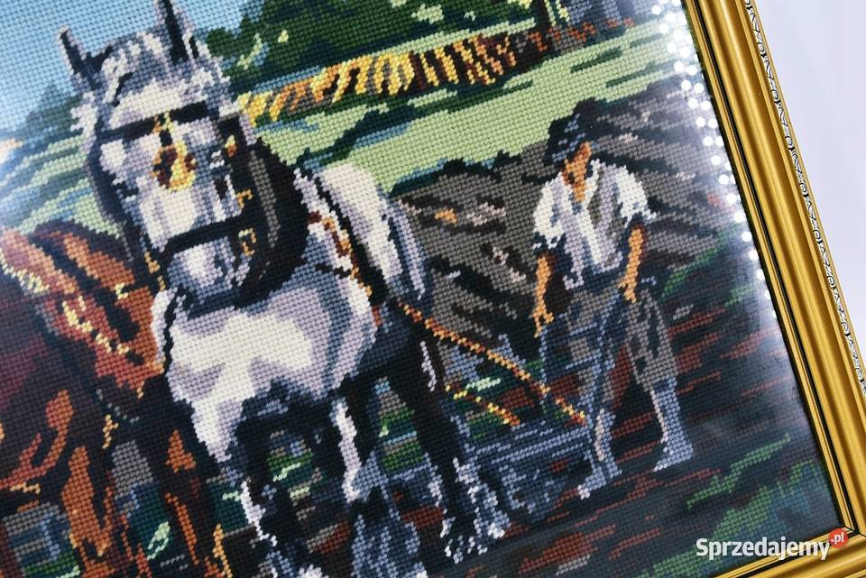 wyszywany OBRAZ NA KANWIE JESIENNA ORKA 61x51 Kielce sprzedam