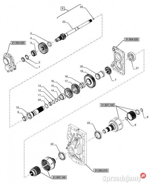 Holland T6070 Koło zębate 37t 47490539